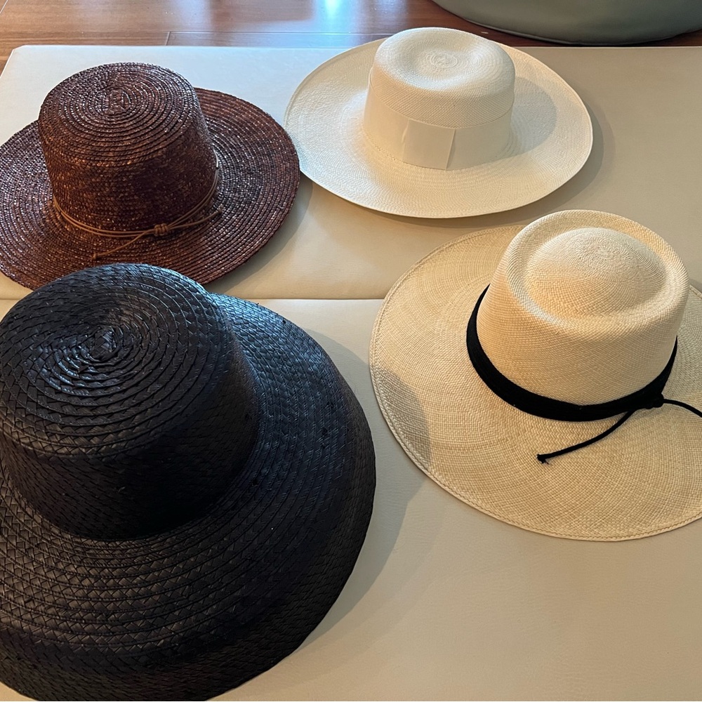 New Artesano Pinto Elegant Cream white Wide-Brim Hat Large L M adjustable boater - Picture 6 of 10